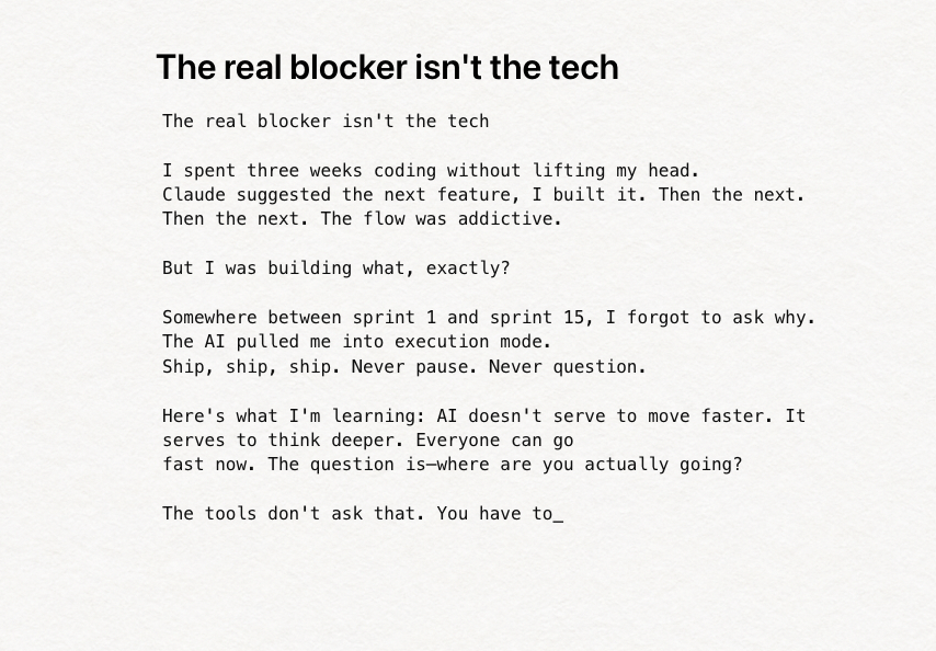 Editor in clean mode - full screen, minimal UI, just text